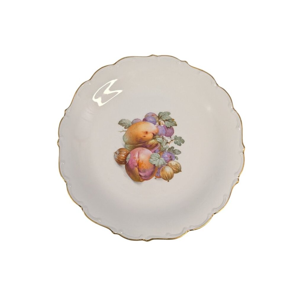 Vintage Bavarian Fruit Design Plate Gold Trim Bavaria Schumann Germany 56
